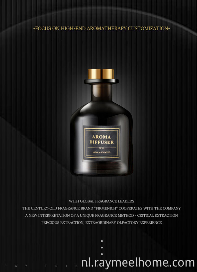 220 ml grote stock top decoratie thuislucht geur zwarte fles riet diffuser